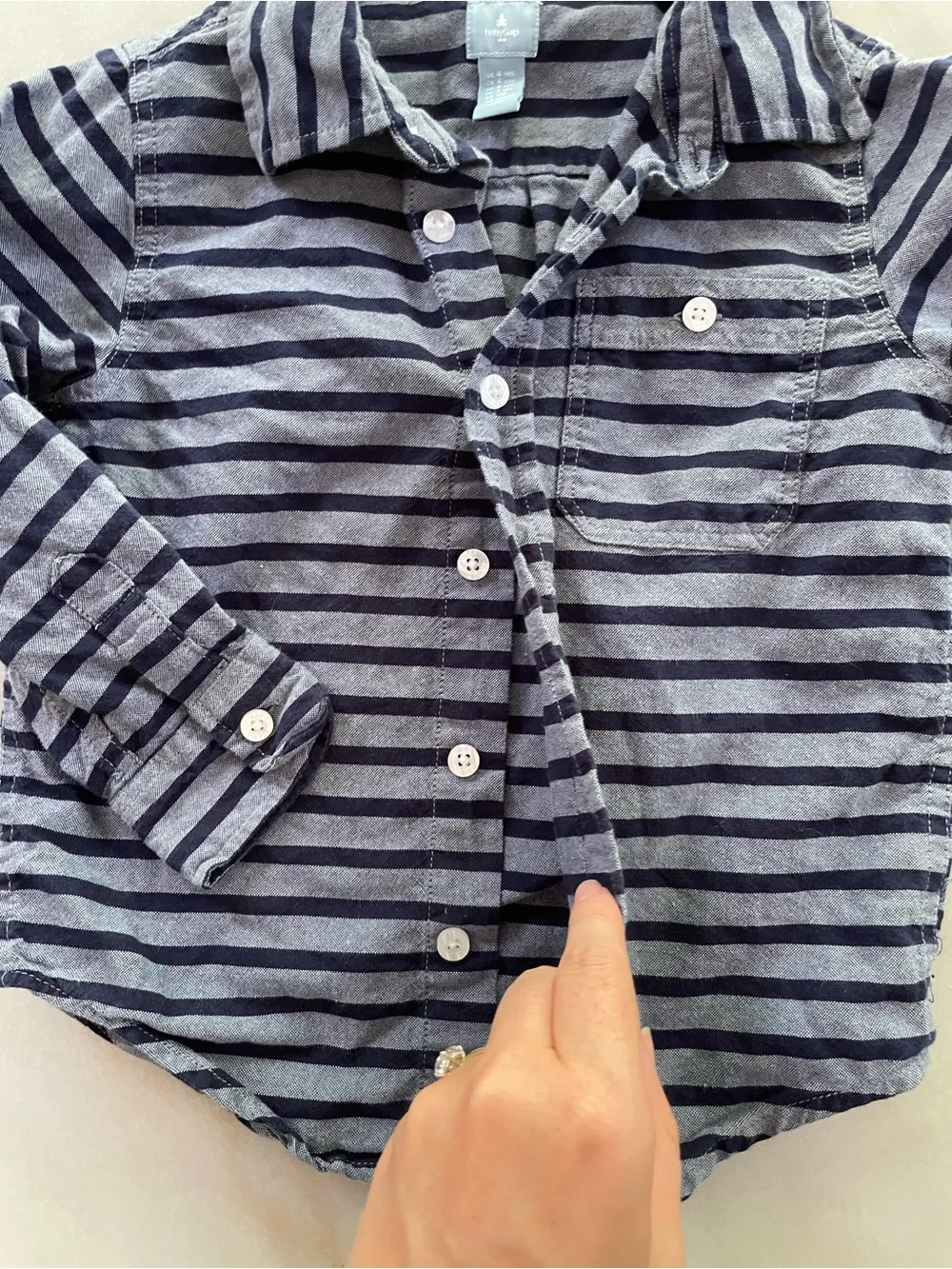 GAP Navy and Gray Striped Button-Down Shirt